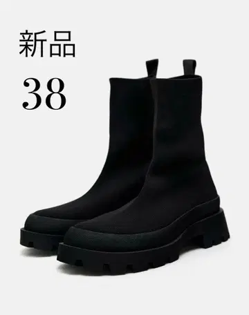 택 포함 새상품! ZARA 자라*트랙 밑창 패브릭 숏부츠 38