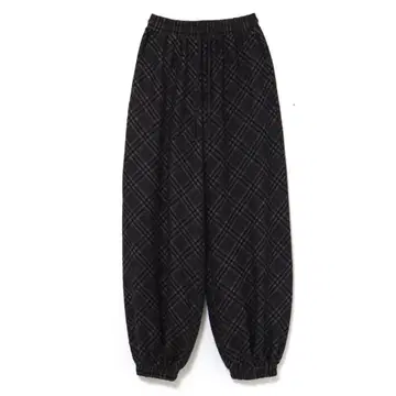 andmary Monica check loose pants black