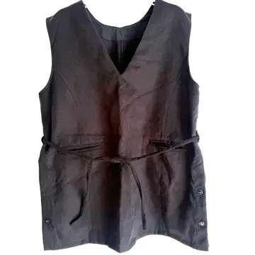 [그레일] 블랙 V넥 베스트, 허리 리본 포함