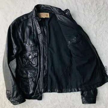 [ 레어 ] AVIREX 가죽 자켓 양가죽 라이더 블랙 M