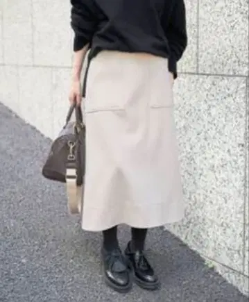 Spick & Span 비버 멜톤 트라페즈 스커트 38