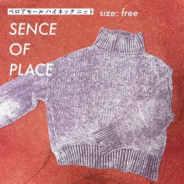 SENCE OF PLACE 퍼플 하이넥 니트 프리 사이즈