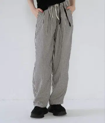 스트라이프 드로우 스트링 루즈 팬츠
