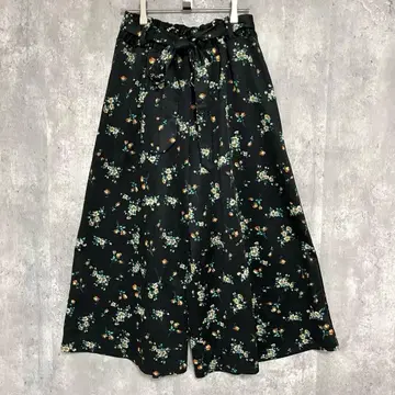 L.A. 미니 꽃무늬 플라워 리본 포함 가우초 팬츠 와이드 팬츠 롱