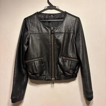 GRACE CONTINENTAL 블랙 램 가죽 자켓