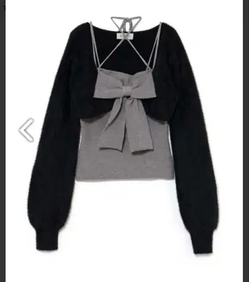 BUBBLES 리본 니트 앙상블 블랙