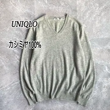남성용 유니클로 캐시미어 100% V넥 스웨터 긴팔 얇은 니트 M