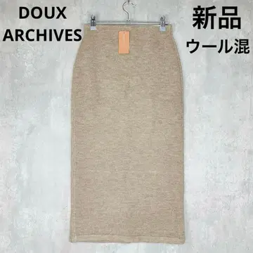 새상품 아카이브 니트 타이트 스커트 베이지 울 혼방 겨울