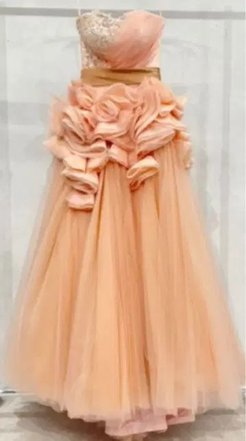 오렌지 플라워 장식 롱 드레스