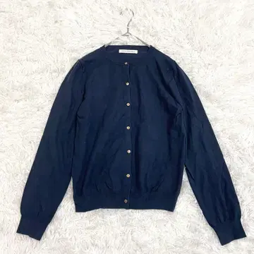 어반 리서치 니트 가디건 실크 혼방 크루넥 네이비 깔끔한