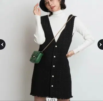 트위드 미니 점프 스커트 펄 블랙 검정