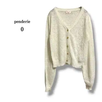 [ Penderie ] 펜데리 하트 무늬 시스루 니트 가디건 V넥