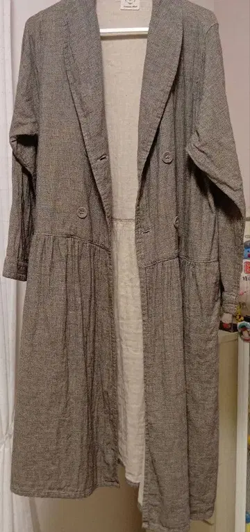 사만사 모스모스 그레이 더블 브레스트 롱 코트