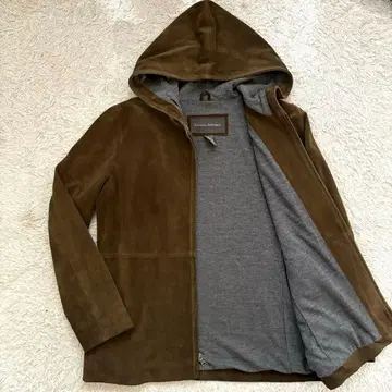 천연 가죽 BANANA REPUBLIC 블루종 후드티 집업 그린