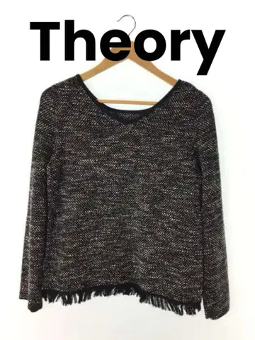 Theory 긴팔 트위드 프린지 상의
