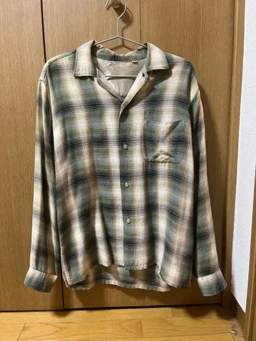 1960s 옴브레 체크 레이온 셔츠