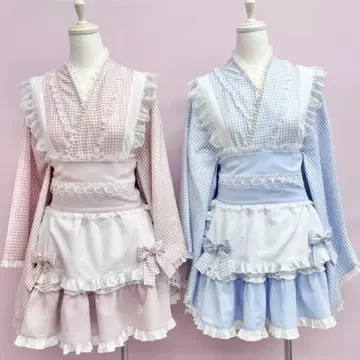 Ank Rouge 깅엄 메이드 유카타 드레스 블루