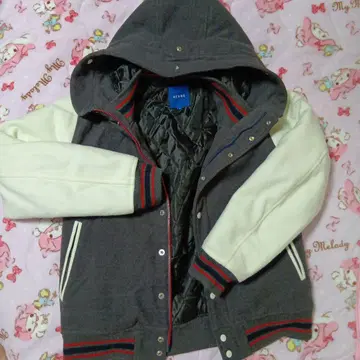 BEAMS 후드 부착 바시티 자켓 S 사이즈 그레이/화이트