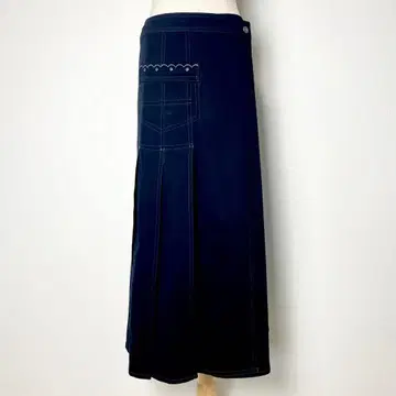 새상품급 HIROKO BIS 히로코비스 랩스커트 11 네이비 롱