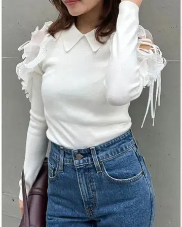 플리츠 프릴 니트 풀오버 SNIDEL