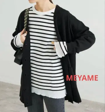 새상품급! MEYAME 메야메 더블 롱 슬리브 보더 티셔츠