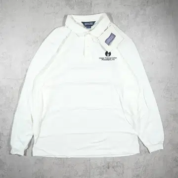 90s USA제 Lands' End 긴팔 피케 셔츠 기업 로고 데드스탁