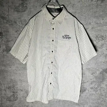 Subciety 서브사이티 스트라이프 셔츠 자수 코튼 셔츠 화이트