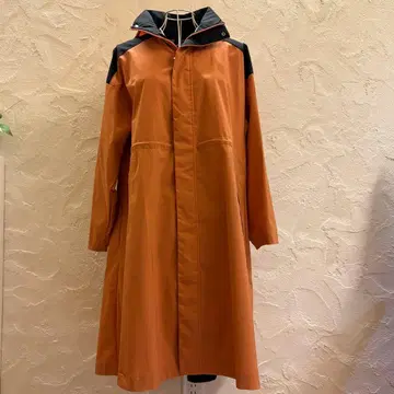 아디다스 후드 부착 롱 코트 오렌지