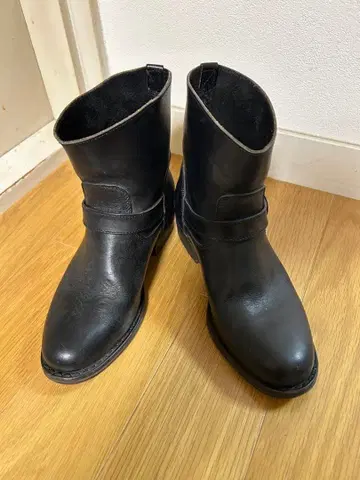 CUIR 프랑스제 블랙 천연 가죽 숏 엔지니어 부츠