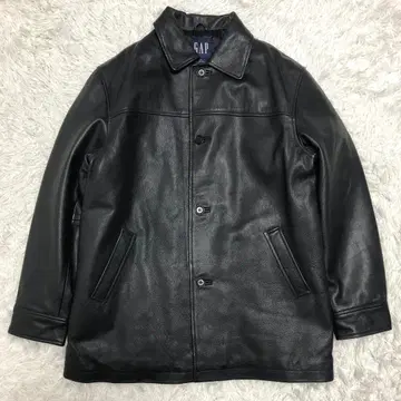 민트급 컨디션 올드 갭 가죽 카 코트 가죽 자켓 블랙