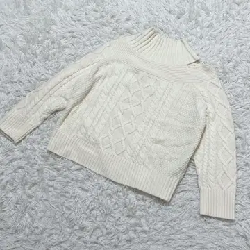[ c6573 ] 니트 스웨터 긴팔 크림 케이블 니트