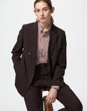 [ UNIQLO ] 더블 자켓 다크 브라운