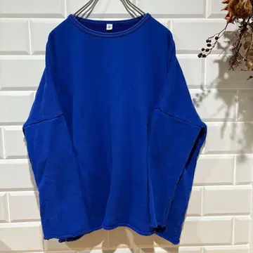 베이크루즈 풀오버 트레이닝복 블루 라운드넥 면 프리 사이즈