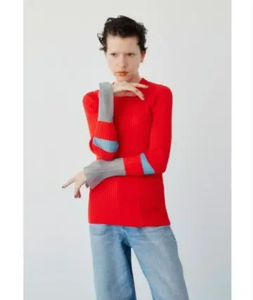 해린 도트 시어 니트 콤비네이션 상의