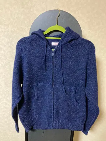 H.R. MARKET 네이비 후드 부착 니트 후드티