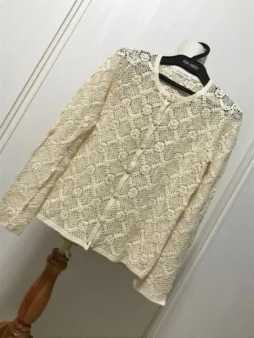 새상품급 카네코 이사오 꽃 뜨개질 가디건