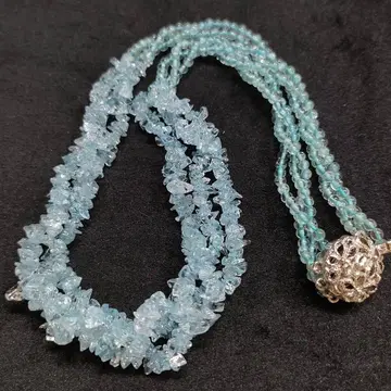 2AD73 블루 크리스탈 3연 목걸이