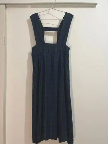 CHILD WOMAN 린넨 선염 체크 멜빵 스커트