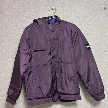 퍼플 나일론 자켓 후드 부착