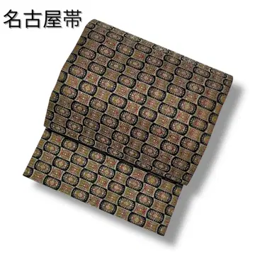 나고야 오비 기하학 패턴 블랙 레드 포켓 NO-1489