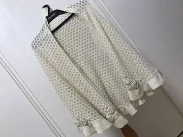 미사용 핑크하우스 꽃 모티브 부착 스톨