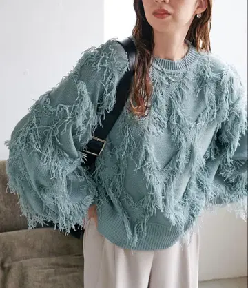 새상품 디스코트 프린지 사용 풀오버 색스 블루