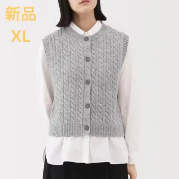 MUJI 안데스 울을 사용한 베스트 여성 XL 그레이