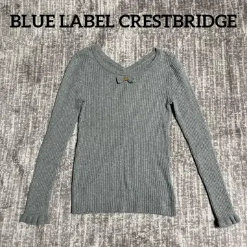 블루 레이블 크레스트브릿지 그레이 리브 니트