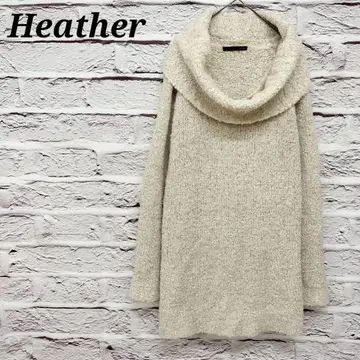 헤더 오프 터틀넥 긴팔 니트 튜닉 울 혼방 아이보리