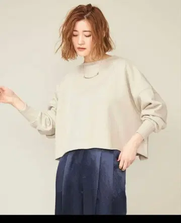 conte 크롭 풀오버 맨투맨 베이지