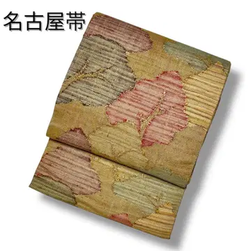 나고야 오비  나무 잎 패턴 베이지 NO-1490