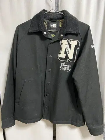 New Era 바시티 자켓 블랙 S