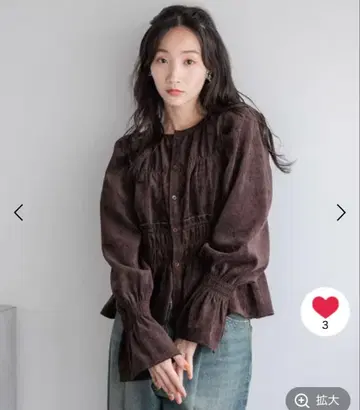 2WAY 셔링 블라우스 긴팔 브라운 로리즈팜