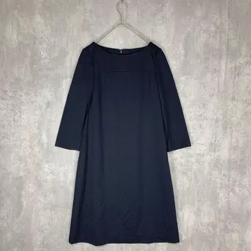 QuatreEpice 포멀 원피스 다크 네이비 심플 무지 긴팔 가을/겨울